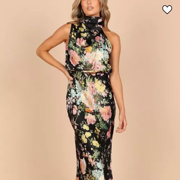 Petal & Pup Dresses & Skirts - Petal & Pup Women's Anabelle Halter Neck Midi Dress - Black Floral